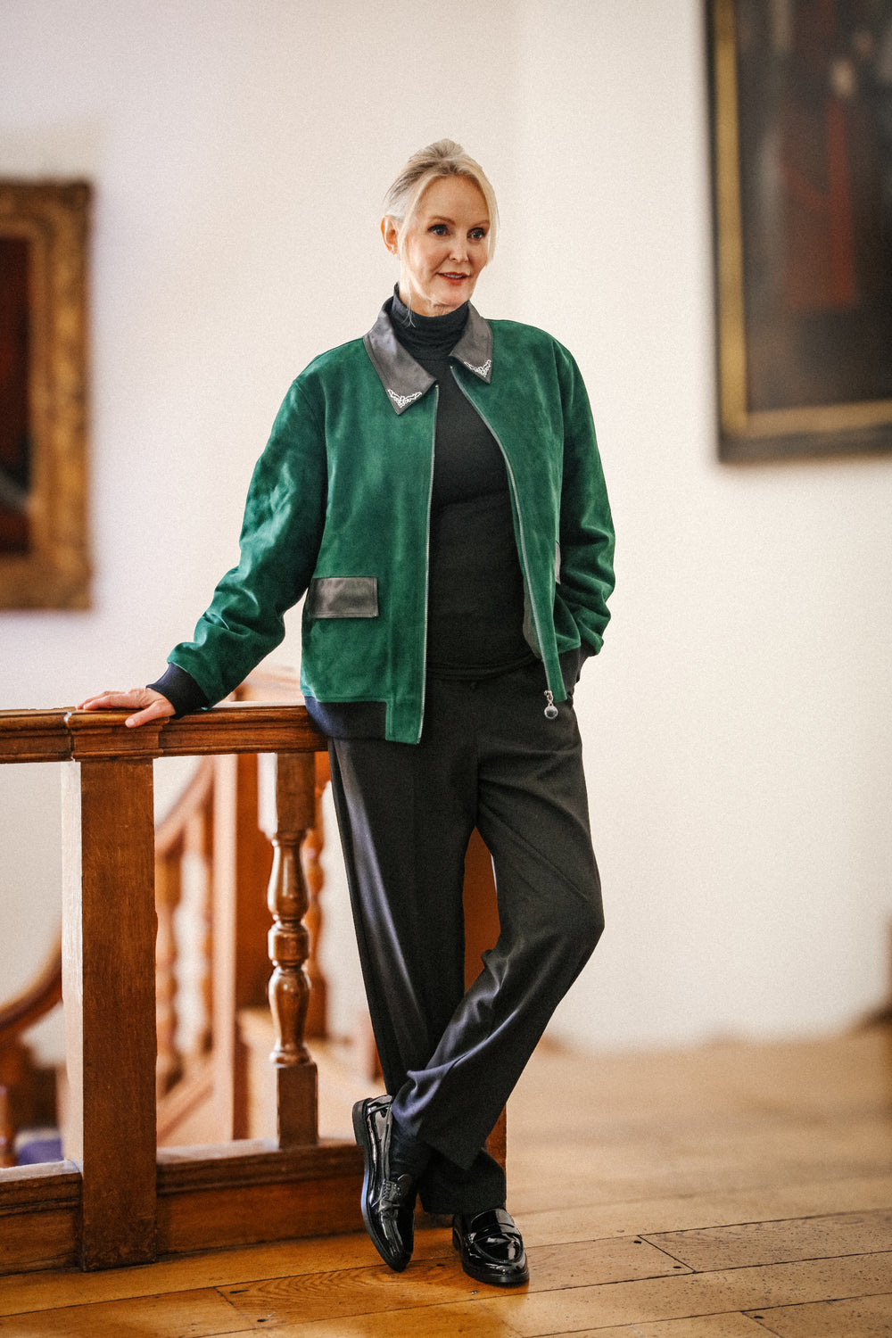 RHODE GREEN CASHMERE SUEDE JACKET