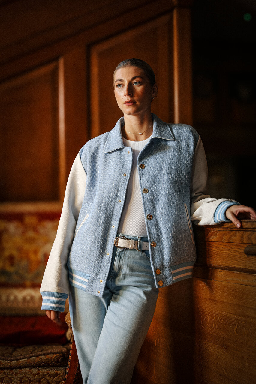 DARBY TWEED/LEATHER VARSITY