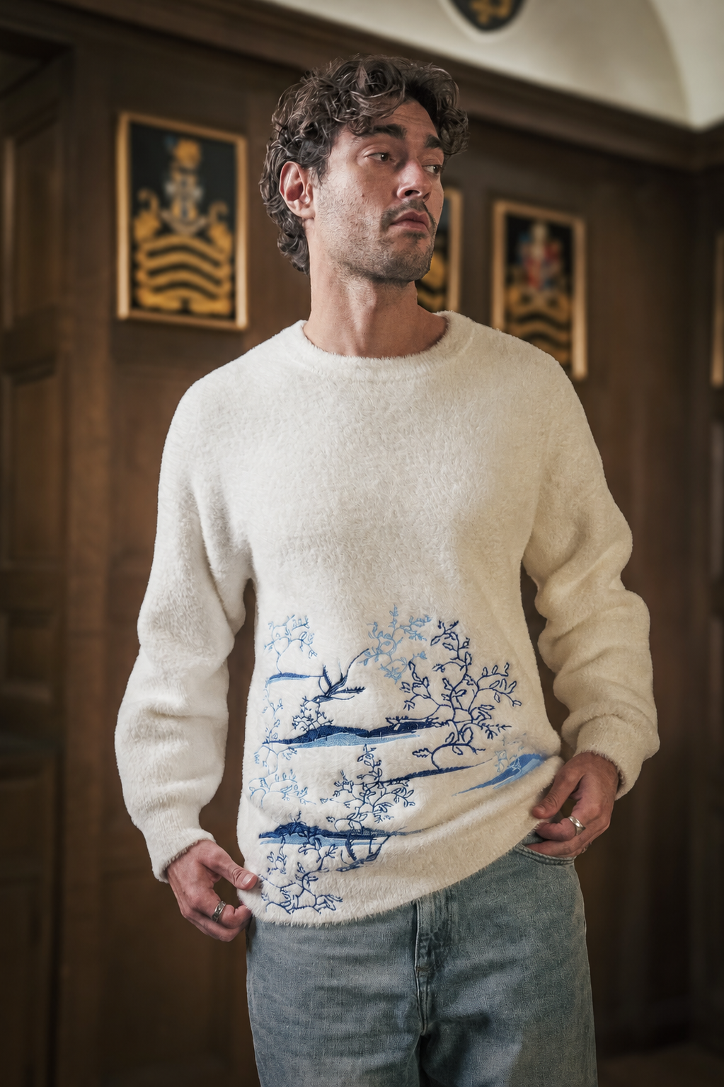 HUANGDI EMBROIDERED EYELASH SWEATER