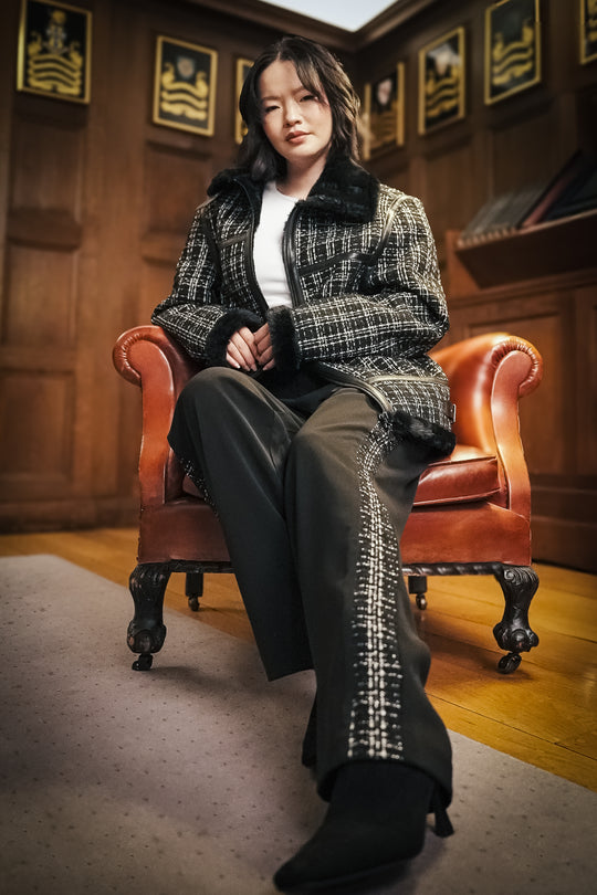 SAUMUR BLACK TWEED TROUSERS