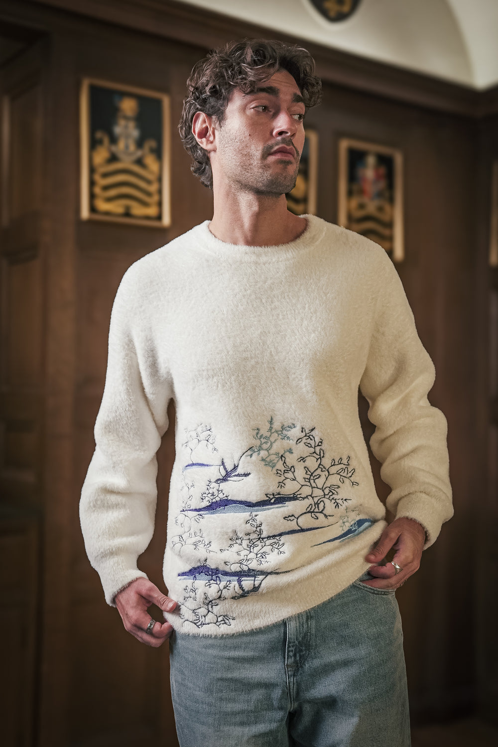 HUANGDI EMBROIDERED EYELASH SWEATER