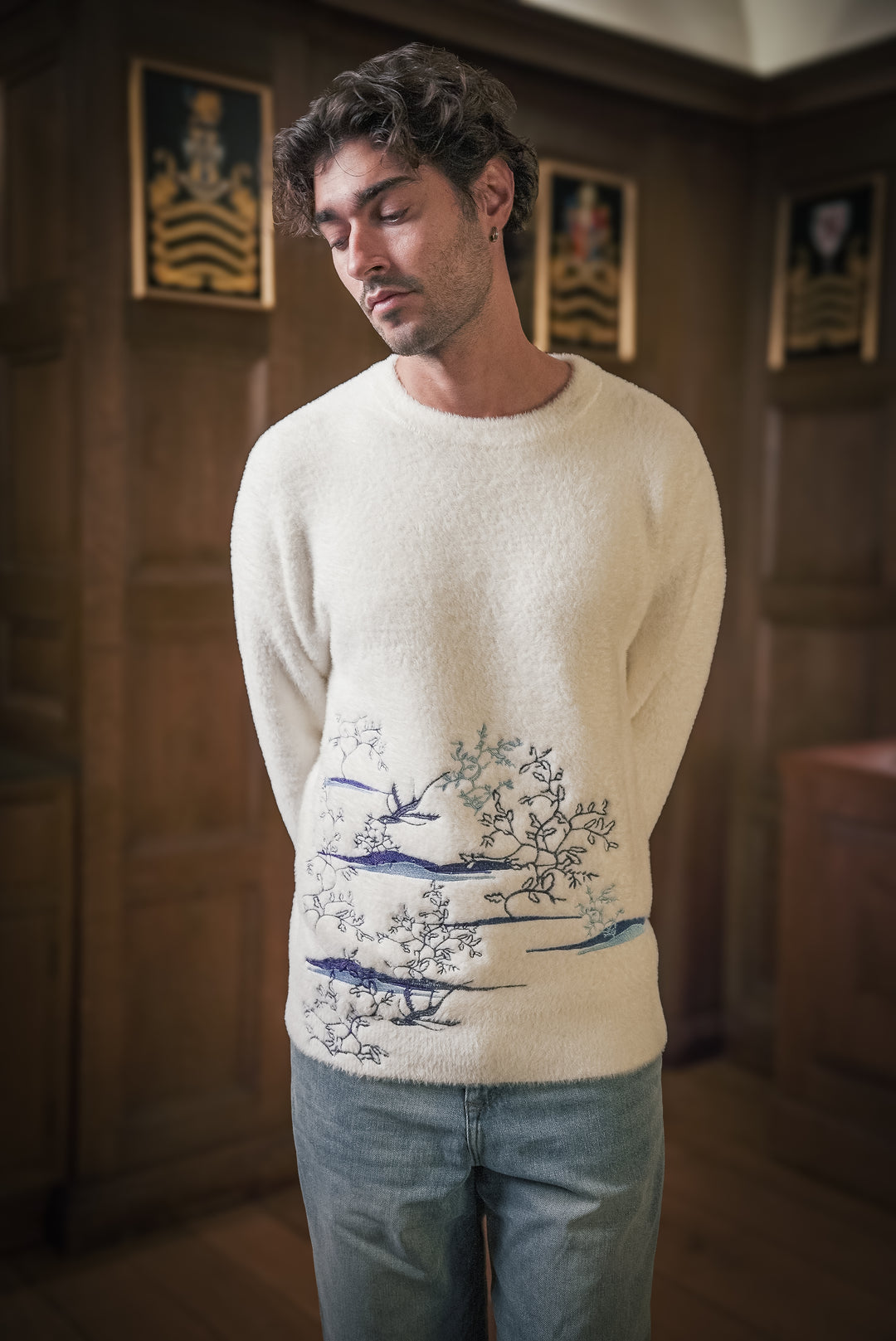 HUANGDI EMBROIDERED EYELASH SWEATER