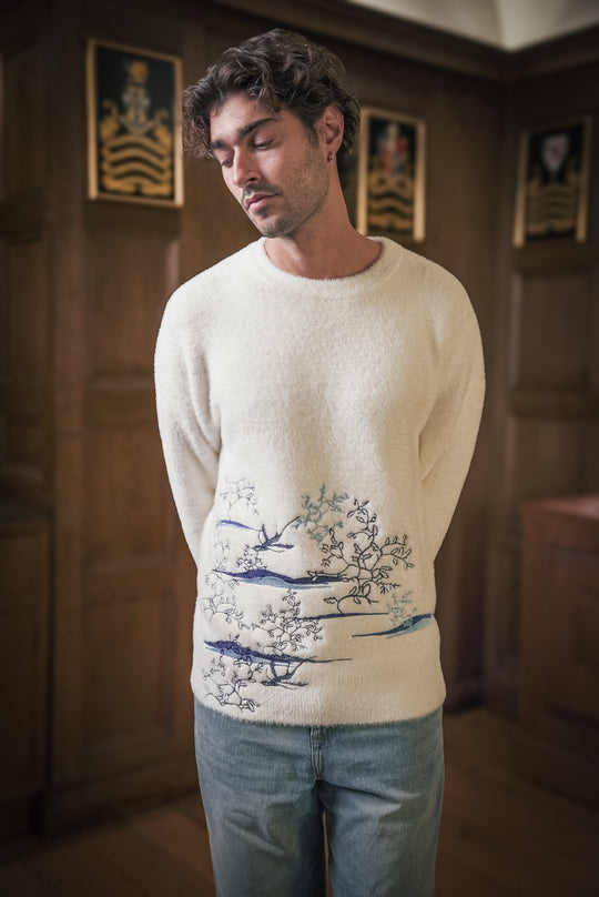 HUANGDI EMBROIDERED EYELASH SWEATER