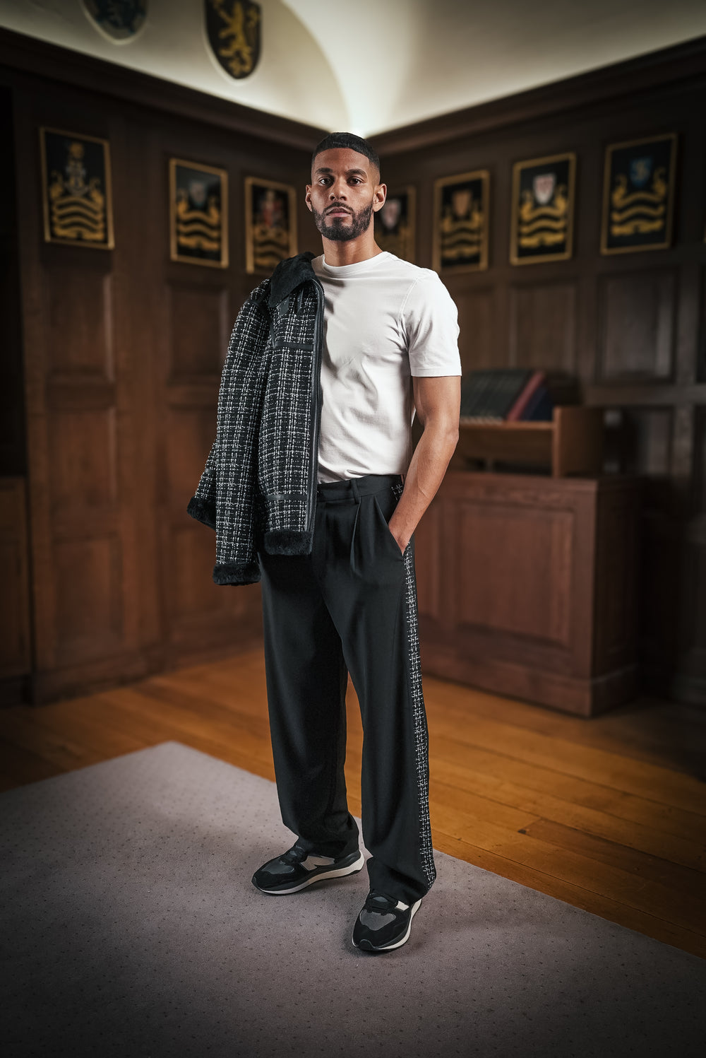 SAUMUR BLACK TWEED TROUSERS