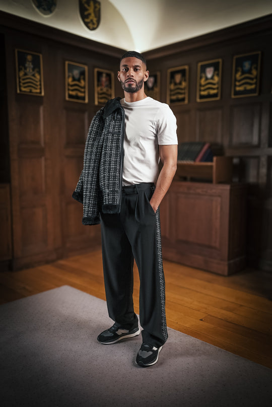 SAUMUR BLACK TWEED TROUSERS