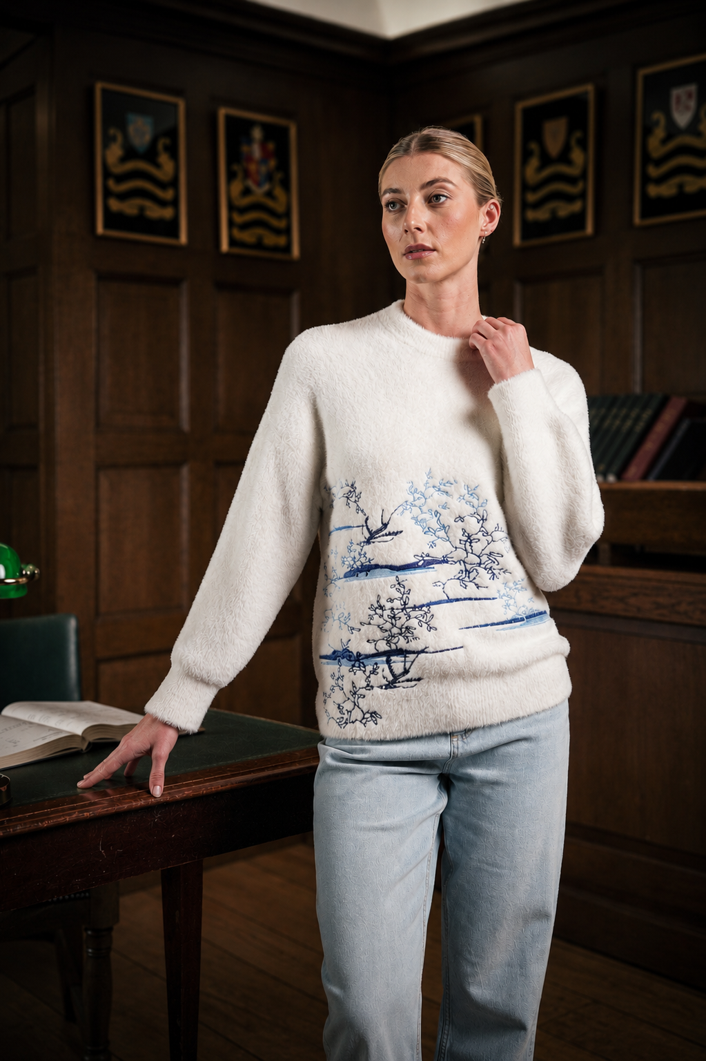HUANGDI EMBROIDERED EYELASH SWEATER