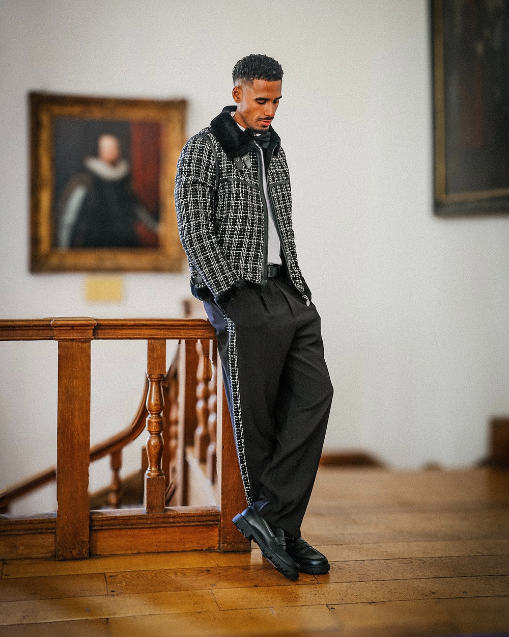 SAUMUR BLACK TWEED TROUSERS