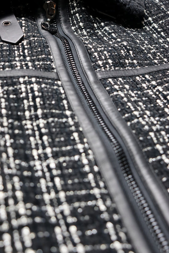 SAUMUR TWEED/LEATHER AVIATOR JACKET