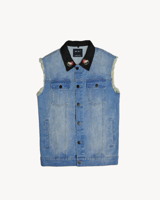 Le Crâne Denim Sleeveless Jacket