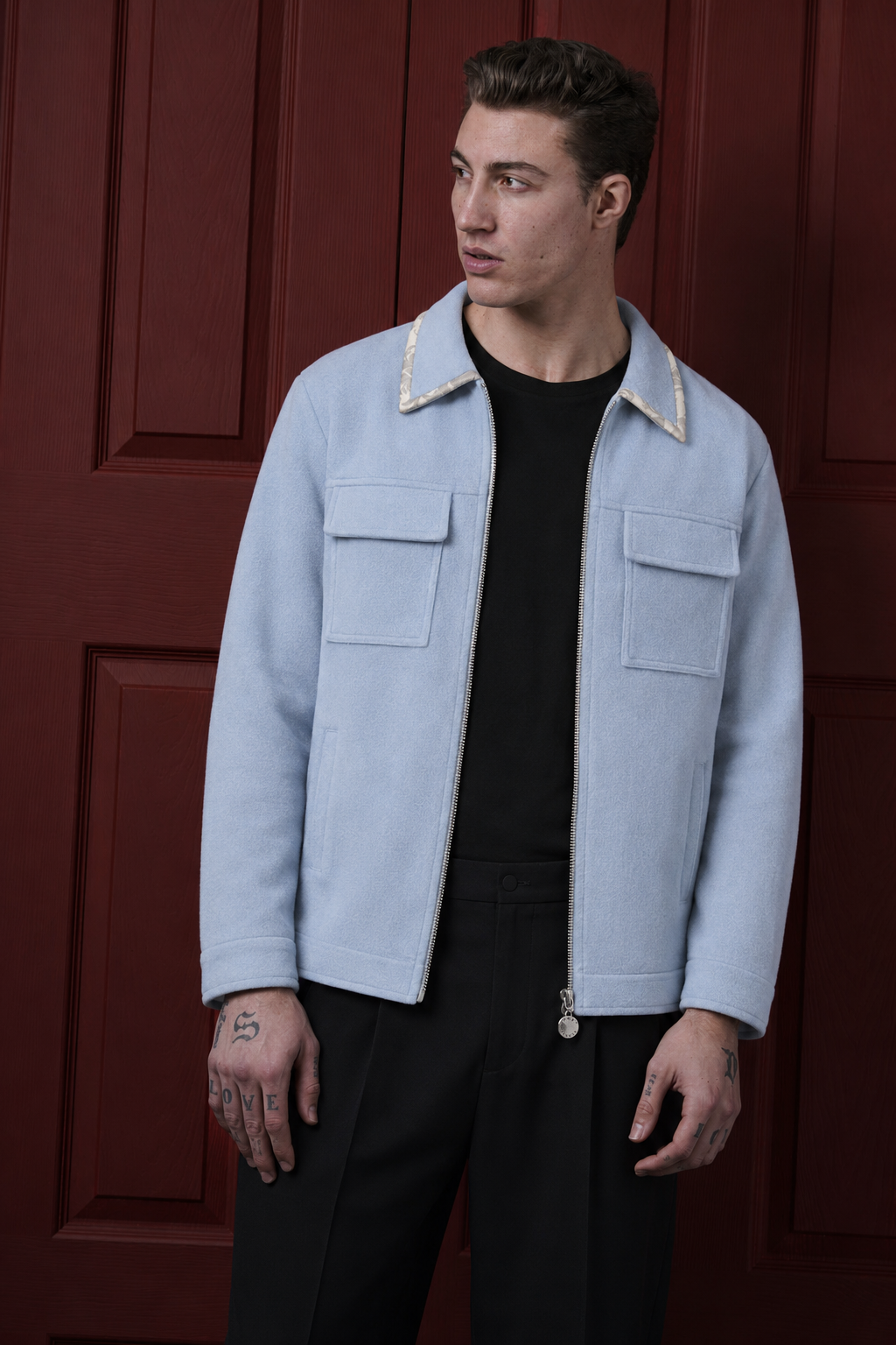 ANGELO BLUE WOOL/SILK JACKET