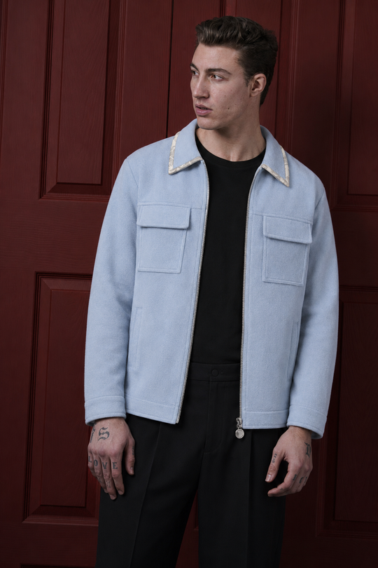 ANGELO BLUE WOOL/SILK JACKET