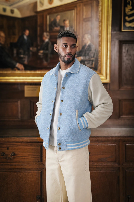 DARBY TWEED/LEATHER VARSITY