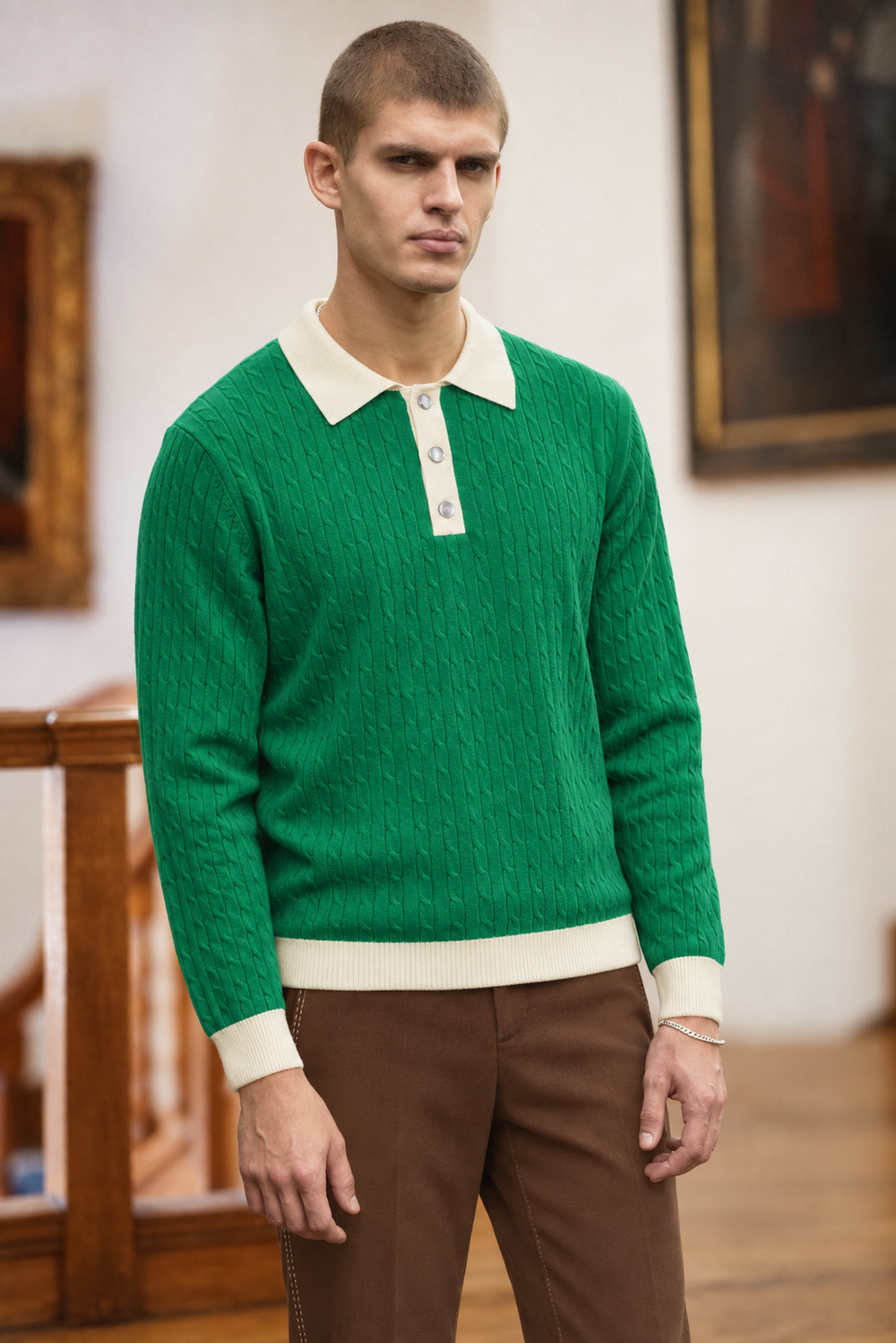 OBAN CASHMERE KNIT RUGBY