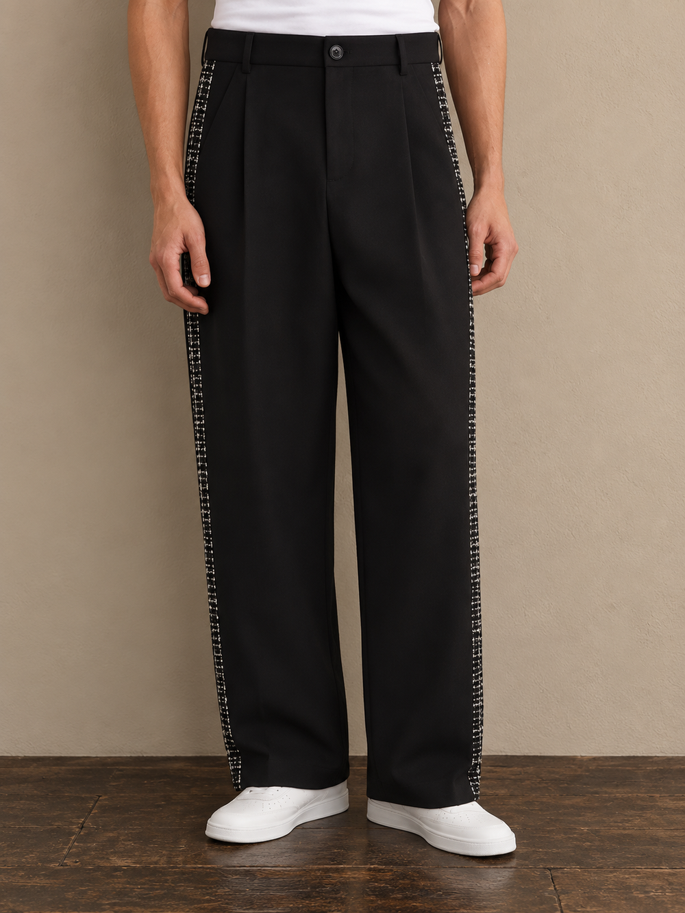 SAUMUR BLACK TWEED TROUSERS