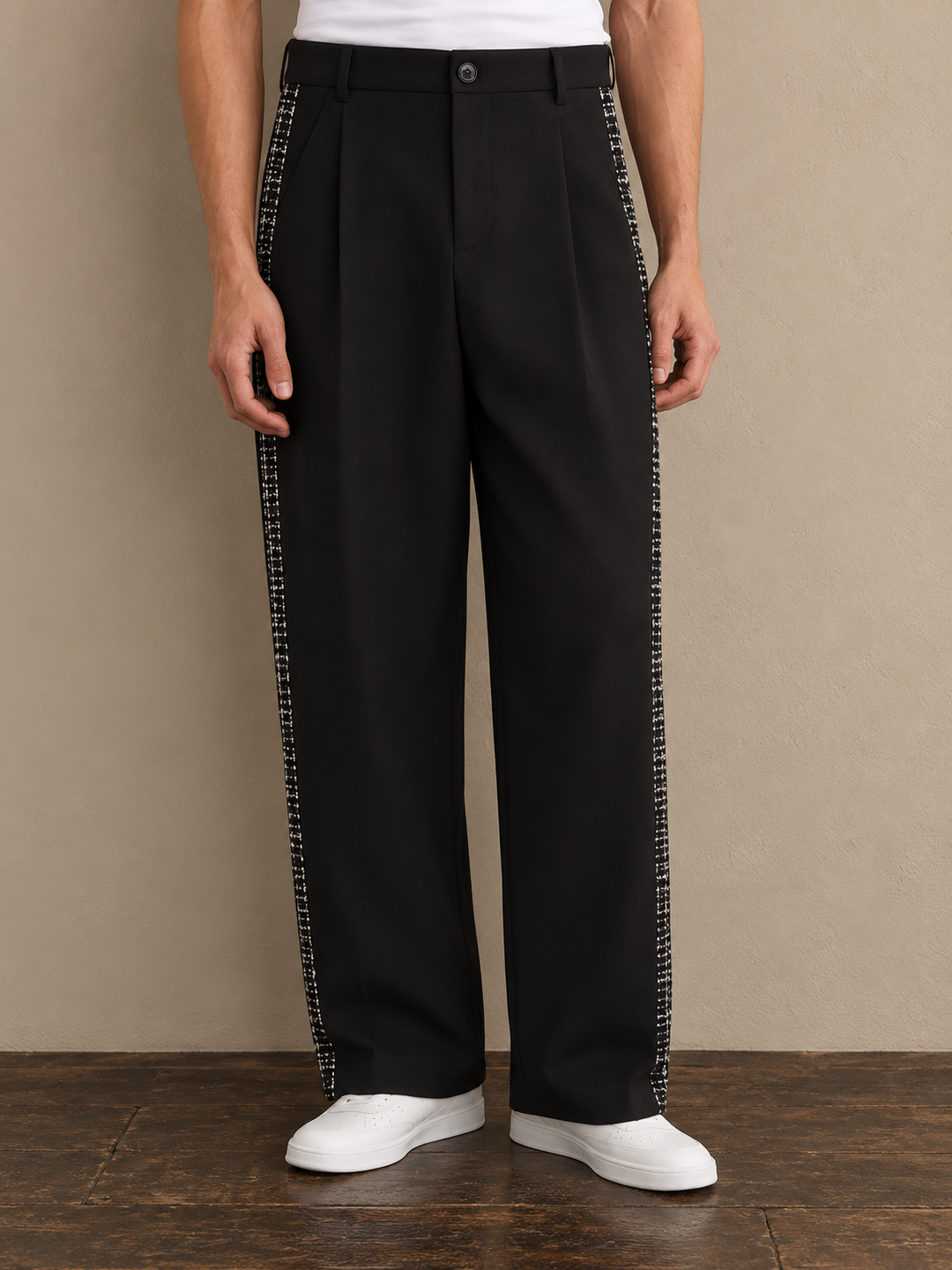 SAUMUR BLACK TWEED TROUSERS