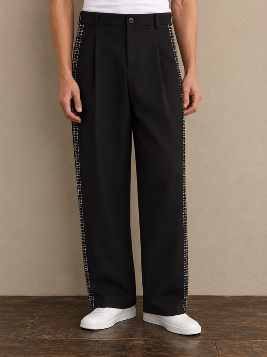 SAUMUR BLACK TWEED TROUSERS