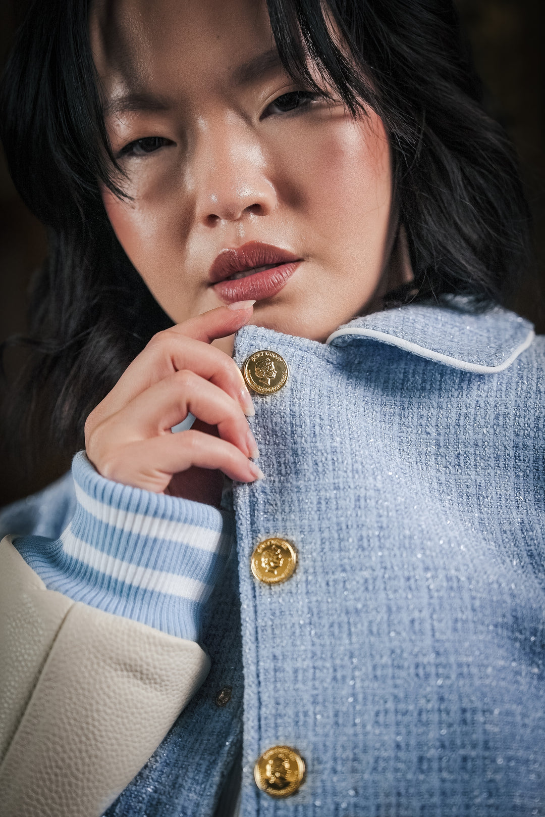 DARBY TWEED/LEATHER VARSITY