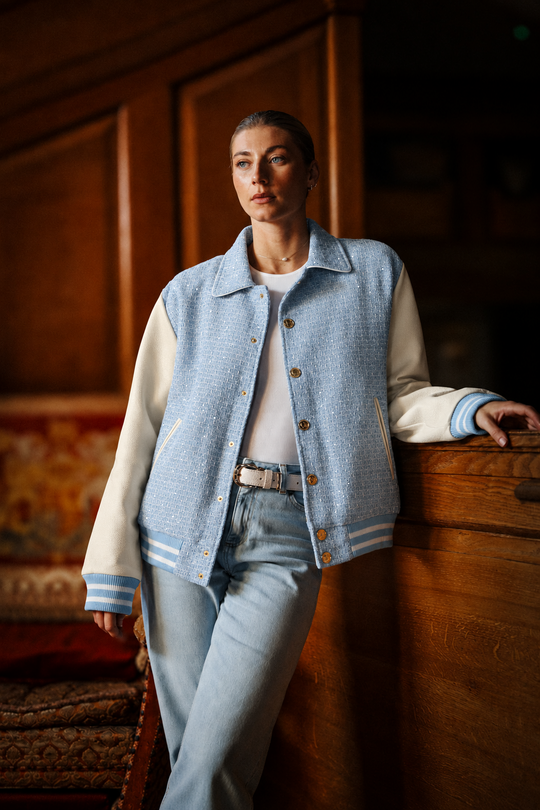 DARBY TWEED/LEATHER VARSITY
